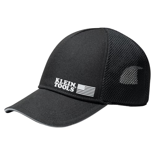 KLEIN TOOLS 22014 Adjustable Snapback Black Cap Bump Cap Insert Compatible Mesh Back Design with Reflective Brim Padded Interior for Construction and Jobsite Use
