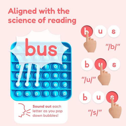 The Fidget Game Word Pop, CVC Words - Learn to Read in Weeks - Multisensory Reading & Phonics Interactive Game Ideal for Pre Kindergarten to 1st Grade (Packaging May Vary)