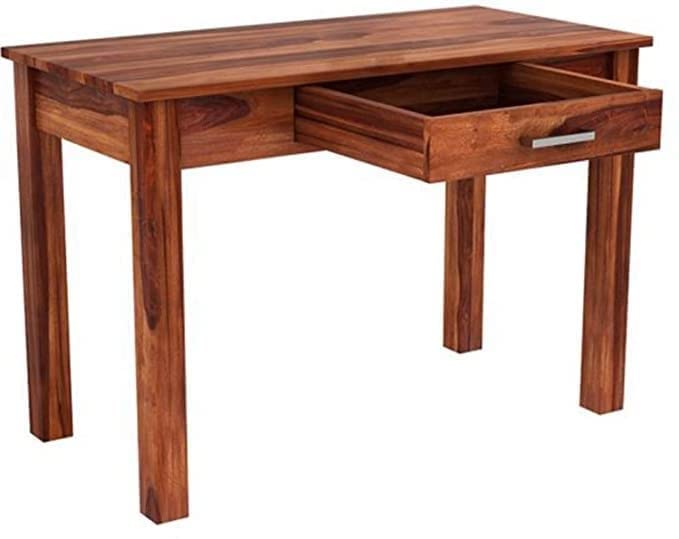 Image of Solid Wood Folding Study Table Laptop Computer Pc Writing Foldable Desk for Home & Office Space Saving Sleek Design (Teak-Finish, Standard)