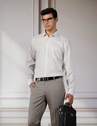 Image of Arrow Men Slim fit Cotton Striped Long Sleeves Cutaway Collar Shirt