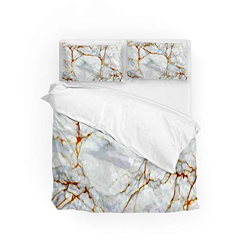 Parure de lit King anti-plis dorée blanche housse de couette 100 % polyester