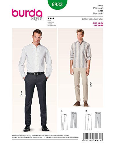 Burda Men's Sewing Pattern 6933 - Trousers Pants Sizes: 34-44 #TOP10