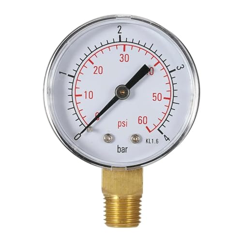 Vacuum Pressure Gauge, 2Pcs Pool Filter Water Pressure Dial Hydraulic Gauge Meter Manometer Temp Compensation