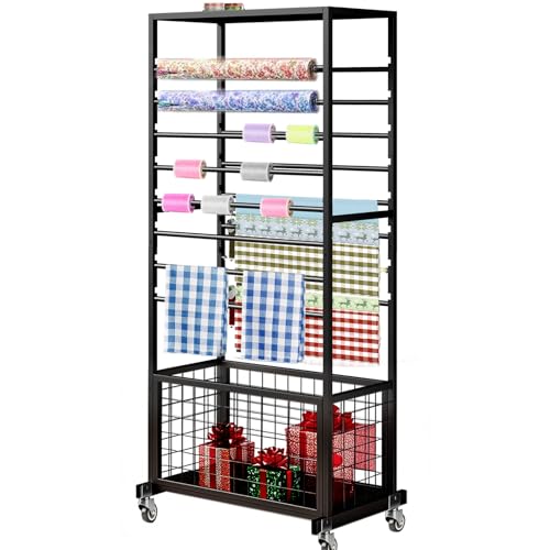 16 Tier Ribbon Holder Rack, Multifunctional Flower Wrapping Paper Rack,Double-Sided