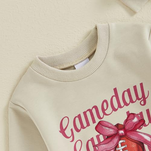 Infant Baby Girl Football Outfits Game Day Print Bubble Oversized Sweatshirt Romper Headband Cute Fall Winter Clothes4