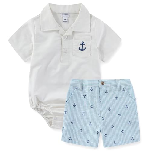 Sperry Baby Boys Polo Bodysuit and Shorts 2 Piece Set for Newborn and Infants
