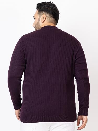 Image of Kvetoo Plus Size Men High Neck Zipper Full Sleeve Woolen Winter Sweater