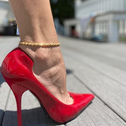 Image of DEARMAY Gold Anklets for Women Waterproof, Non Tarnish14K Gold Plated Ankle Bracelets Set Stack, Summer Beach Jewelry Gifts for Vacation, Bikini Outfits for Women Mom Her