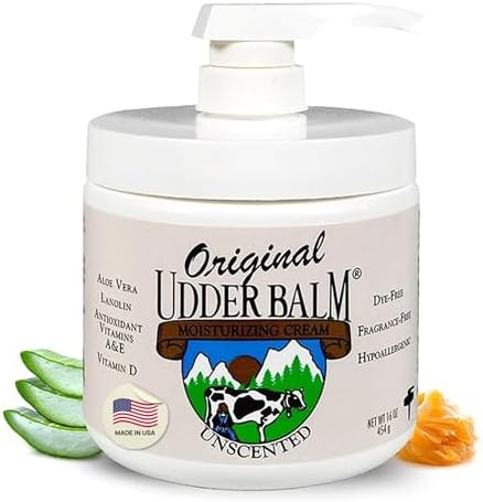 Original Udder Balm Unscented Hypoallergenic Thick Udder Cream for Dry Skin