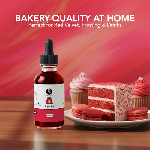 Image of Dolce Flav Natural Super Red Food Coloring - Water-Soluble, Plant-Based, Vibrant Red Color for Baking, Drinks, Frosting, Jams & More - Easy Mix, Concentrated Formula (0.5-2% Use Rate)
