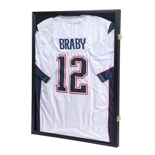 KCRasan Jersey Display Frame Case - Large Lockable Frames Shadow Box with UV Protection for Baseball Basketball Football Soccer Hockey Sport Shirt Matte Black Finish