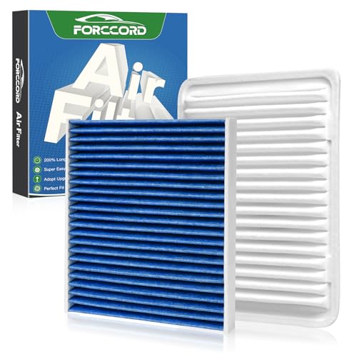 Forccord Cabin & Engine Air Filter Fit for Toyota Corolla 2009-19, Matrix 2009-14, Yaris 2007-18, Scion xD 2008-14, Vibe 2009-10 Activated Carbon Cabin Filter Replace#CF10285 CA10190 Car Accessories