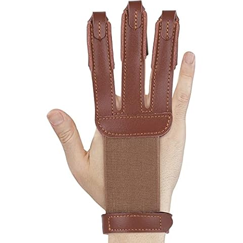 CHUKCHI Archery Glove 3 Finger Guard Finger Tab Protective Gear Leather Gloves, for Hunting Shooting Targeting Cover