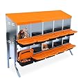Chicken Nesting Box, 10-Hole Roll Away Egg Laying Box with Lid, Galvanized Steel Rustproof Design - Easy Egg Collection, Easy Clean with Bracket Legs, Orange