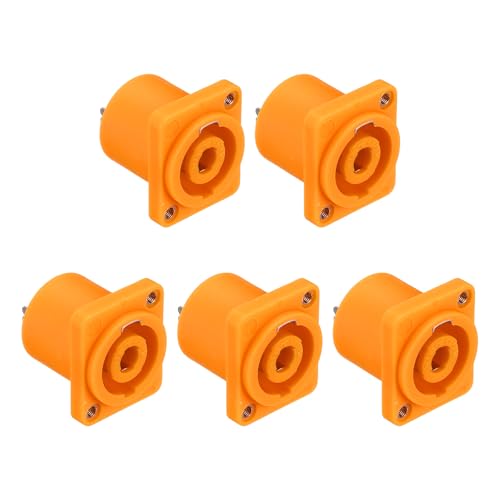 QUARKZMAN 5Pcs Conector De Altavoz Twist Lock De 4 Polos, Conector NL4 De 1 Pulgada XLR Panel Montable Hembra para Audio Y Micrófono para Serie NL4, Naranja