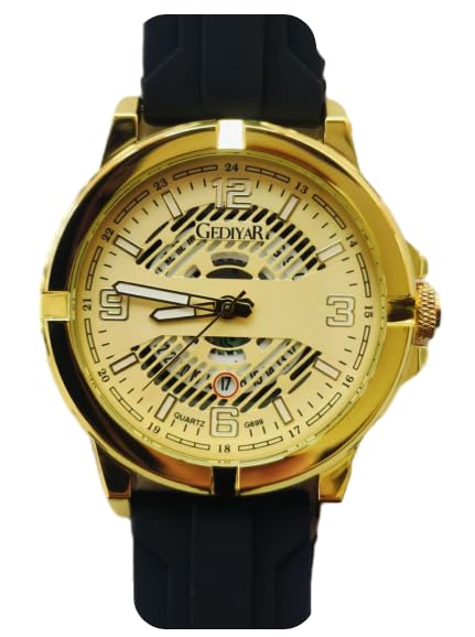 Watch for Men Fashion Big Face Quartz Watches Gold