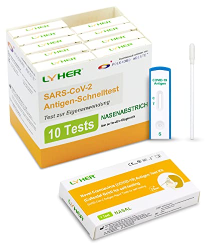 Polonord Adeste - 10 Kit COVID-19 Antigen-Testkit (Nasenabstrich) für das neuartige Coronavirus (COVID-19) zur Eigenanwendung