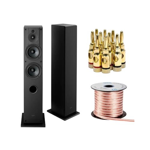 Sony SS-CS3M2 3-Way Floorstanding Single Speaker System with Hi-Res Audio with Super Tweeter (Black) and Accessories Bundle (4 Items)