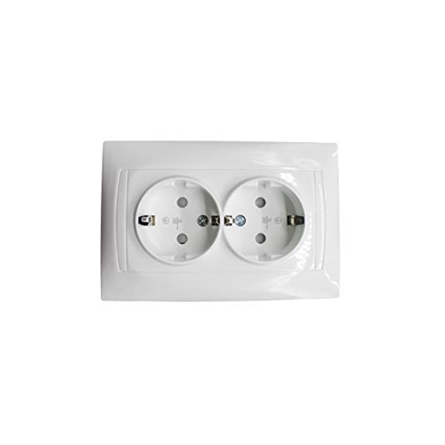 VoltShine Schuko Double recessed Base 16A, Ideal for Providing Secure and Reliable Connections in Any Space. Its Elegant Design Blends Seamlessly into Modern environments.
