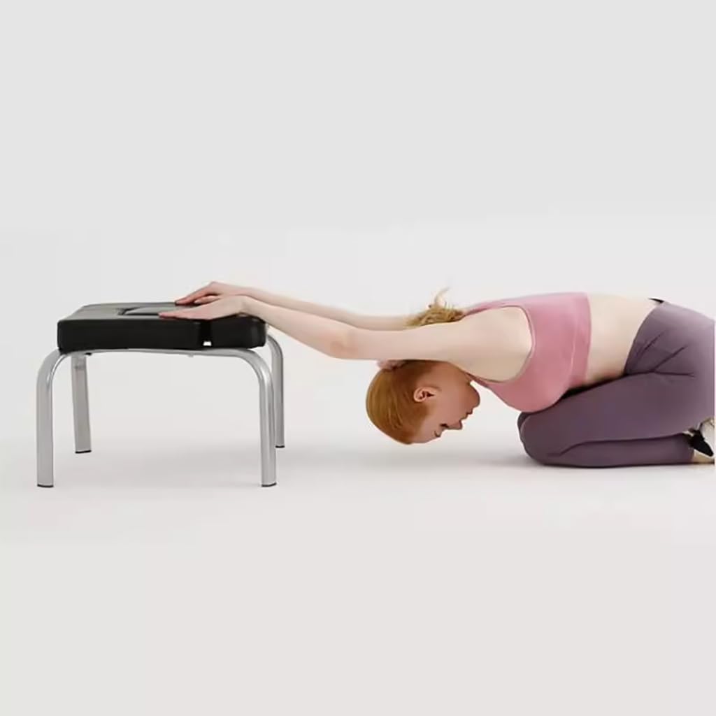 Sedia per inversione per Yoga Struttura in Acciaio Inossidabile Sedia per Assistenza Yoga Sgabello per inversione per Yoga con Sedile Rimovibile a Forma di T Allenatore per inversione per Yoga Nero