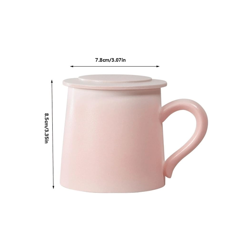 Nowoczesny styl różowy ceramiczny kubek do kawy z pokrywką, zestaw 1 pojemności 326 ml idealny do użytku domowego lub prezent dla przyjaciół na gorącą czekoladę