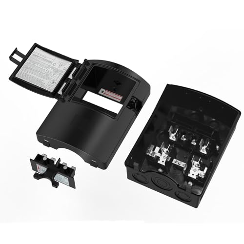 HIITIO 240VAC 60 Amp Fused AC Disconnect Box, Black, Outdoor Waterproof Plastic Enclosure with Secure Pull-Out Switch, for Home HVAC, Condensing Units & Air Conditioning Systems - UL Listed (60A)