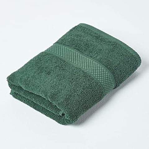 HOMESCAPES Dark Green Turkish Cotton Guest Towel Super Soft Thick & Absorbent 500 GSM Towel Heavy Weight Cover