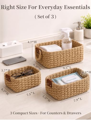 Small-Wicker-Baskets-3-PCS-Paper-Rope-Baskets-for-Shelves-Brown-Recycled-Small-Baskets-3-Sizes-Woven-Baskets-for-Organizing-Decorative-Storage-Baskets-for-Bedroom-and-Bathroom