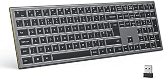 Seenda Wireless Illuminated Keyboard with White Backlight, 2.4G Cordless Rechargeable Keyboard with 1600mAh Battery Full Size UK Layout QWERTY for PC Computer Laptop Desktop Windows Mac OS, Dark Grey