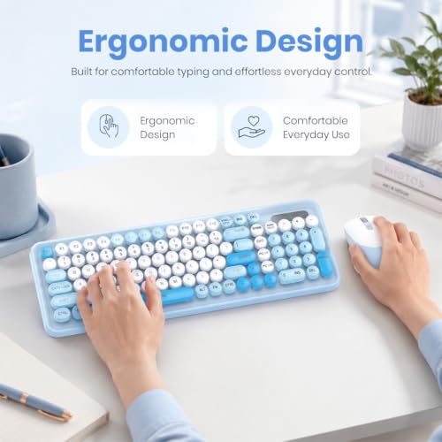 Image of Lapcare Ramon 1 Wireless Keyboard & Mouse Combo WL-105 | 2.4GHz Wireless Nano USB Receiver | 101 Retro UV Printed Keys | 12 Multimedia Hotkeys | 3200 DPI Adjustable Mouse | Ergonomic Design