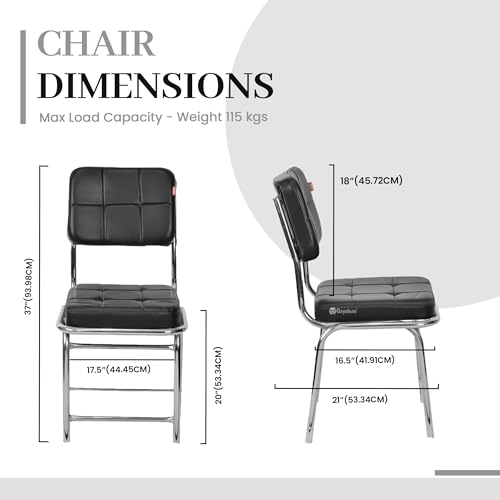 Image of GOYALSON Stainless Steel Office Home Study Visitor Chair Without Arms (Black) (2 Pc)