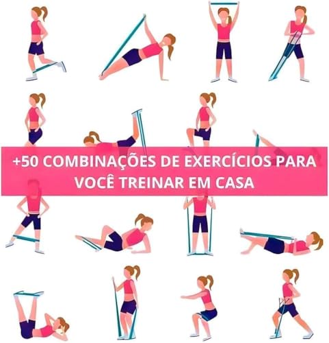 Faixas Elásticas para Exercícios, Kit com 5 Bandas de Resistência para Tonificação Muscular, Treinam