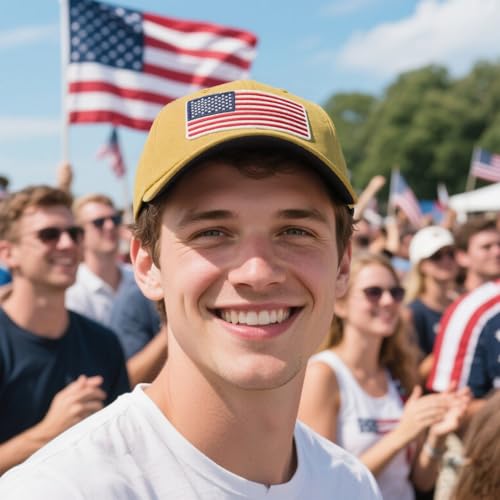Image of 2-Pack USA Flag Hats for Men Baseball American Flag Hats for Men USA Cap USA Tactical Washed for Women