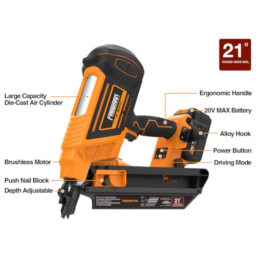 Freeman 20V 21-Degree Framing Nailer Kit