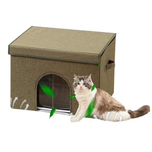 olkljdg ペットハウス 猫 犬用 夏冷却対応 ポータブル耐熱マット付き 屋内 屋外兼用 防寒 耐熱テント オールシーズン使用可能 小型 中型犬に適合 (カーキ)