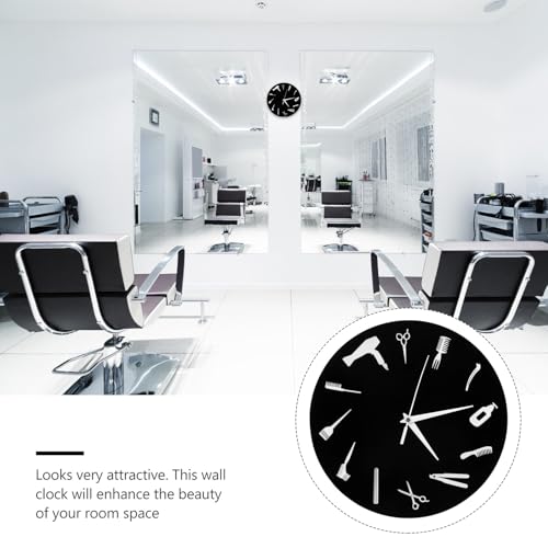 Reloj de peluquería silencioso en acrílico negro para decoración de paredes de salones 5