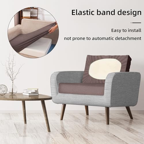 Image of BIETYONE 8Pcs Stretch Patio Cushion Covers,Outdoor Couch Covers Replacement,Outdoor Couch & Sofa Slipcovers,for Patio Furniture Cushion Covers,Washable Reusable Furniture Protector (Camel,Cover Only)