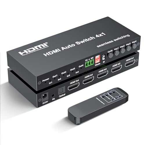 Conmutador HDMI 4 en 1 elimina parpadeos de pantalla gracias al cambio síncrono