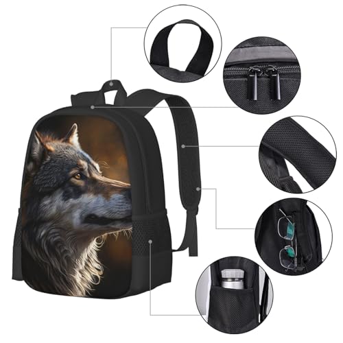 17 Inch Backpack for Wolf Lightweight Adjustable Animal Backpacks with Mesh Side Pockets for Travel Outdoor Sports3