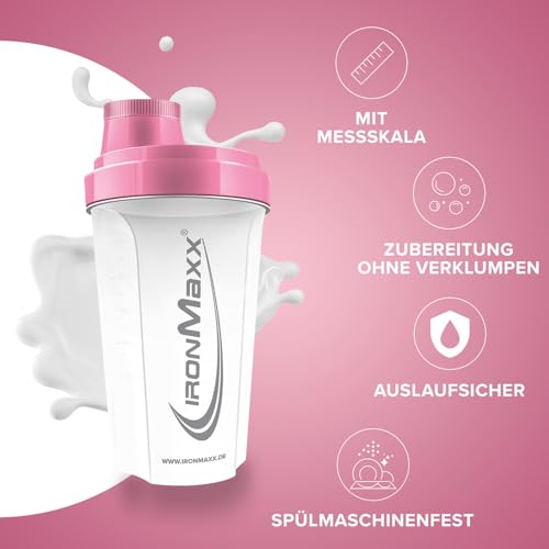 IronMaxx Eiweiß Shaker - 700ml Frozen White | Auslaufsicher, Spülmaschinengeeignet, BPA & DEHP-frei | Proteinshaker mit Drehverschluss, Sieb & Mess-Skala