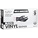 ForPro Disposable Vinyl Gloves, Black, Industrial Grade, Powder-Free, Latex-Free, Non-Sterile, Food Safe, 2.75 Mil. Palm, 3.9 Mil. Fingers, Small, 100-Count