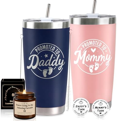 Pregnancy Gifts for New Parents, Mommy and Daddy 20Oz Tumbler Set...