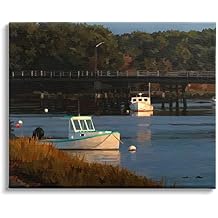 Stupell Industries Boats Under Bridge River Scenery Canvas Wall Art, Design by Emily Kalina