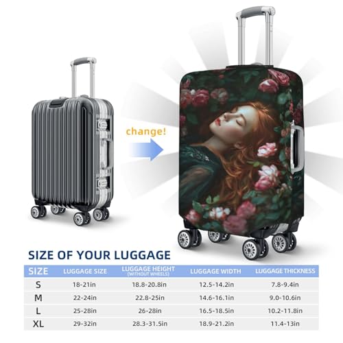 Rose Flowers And Woman Elastic Travel Luggage Covers Dustproof Scratch-Resistant Suitcase Protector Fit 22-24 Inch4