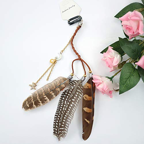 Awaytr AWAYTR-NA-RY40732019 Hippie Feather Hair Extension Clip Bohemia Tribal Indian Peacock Hair Feather Hippie Headpiece Braided Beads Headwear Festival Hair Accessories thumb #5
