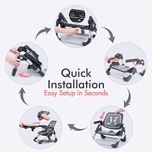 Booster Seat Portable High Chair Toddler Booster Feeding Seat for Baby with Removalbe Tray Height Adjustable 5 Point Harness Indoor/Outdoor Use Easy to Wipe Clean - Thumbnail 5