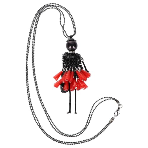 CATIEBYE Collier Long Pendentif Petite Poupée en Cristal Multicolore pour Fille Accessoire Léger pour Festivals et Vacances