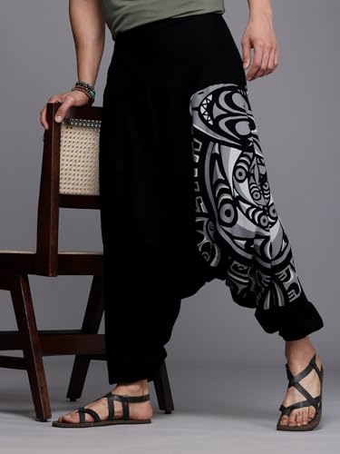Image of The Veshti Company Printed Harem Pants for Men's Cotton Hippie Style Baggy Boho Yoga Pajama Pant with Pocket