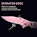 Legal Pink Pocket Knife for Women - Legal Small 2.68 Inch Serrated Blade - Womens Folding Knives for Self Defense Survival EDC - Cute Girl Survival Tool for Travel 6655 P