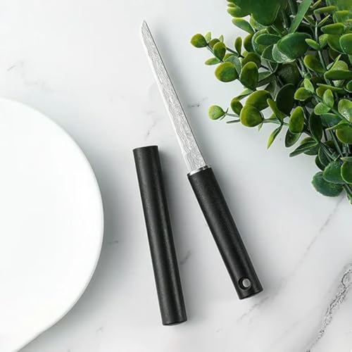 Image of Multifunctional Fruit Knife, Paring Knife Stainless Steel Professional Kitchen Knives with Ergonomic Black Handle for Fine Cutting Tasks (Pack of 1, Black)